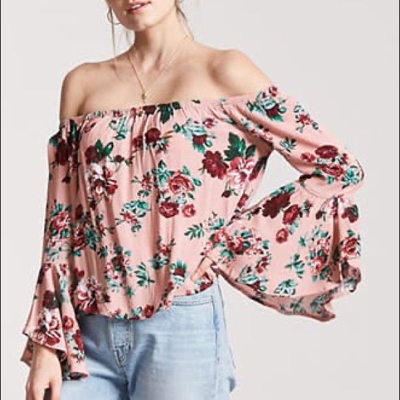 forever 21 floral off the shoulder top - Picture 1 of 3